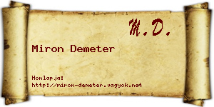 Miron Demeter névjegykártya